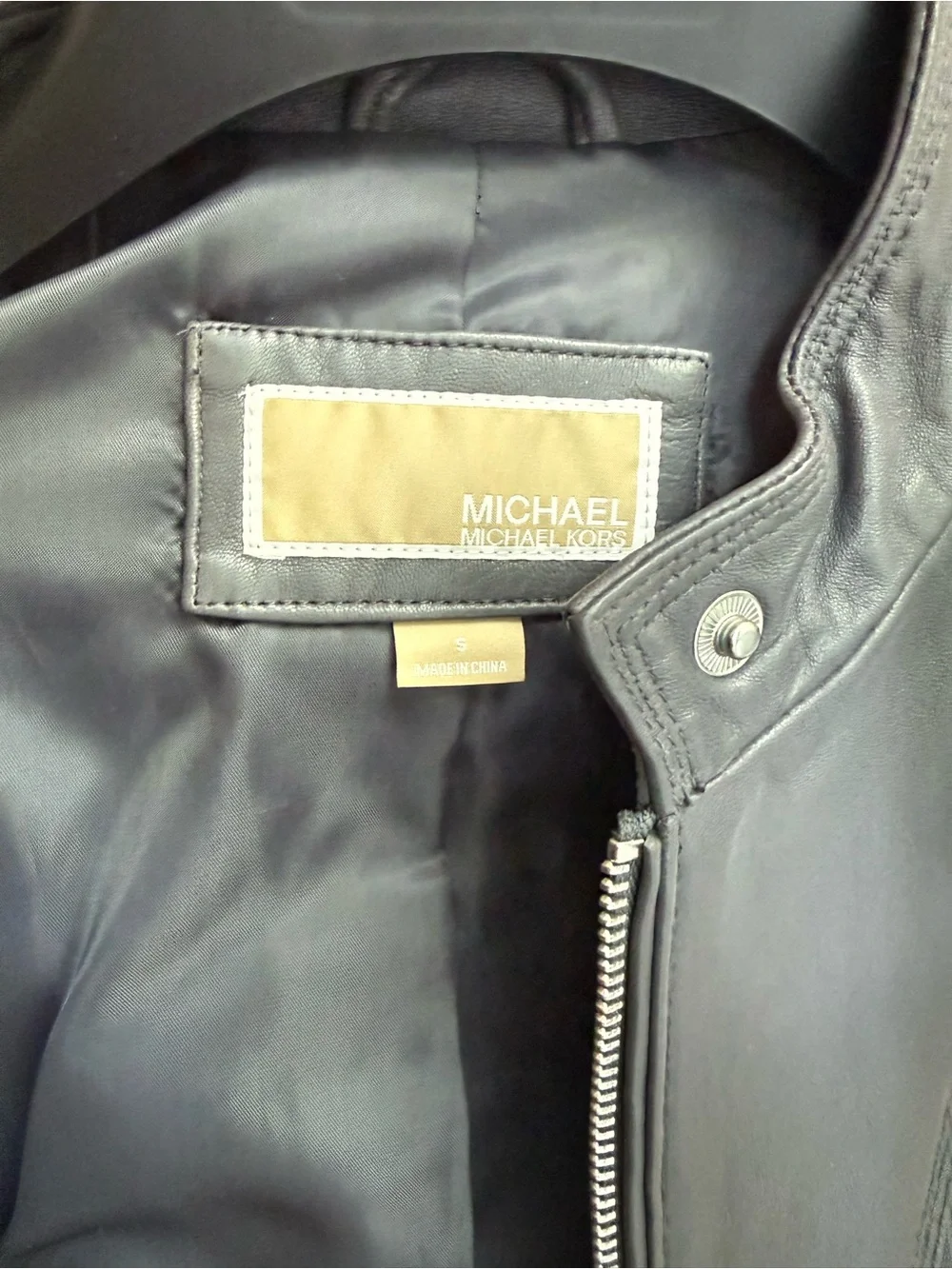 Michael Kors Black Leather Bomber Jacket